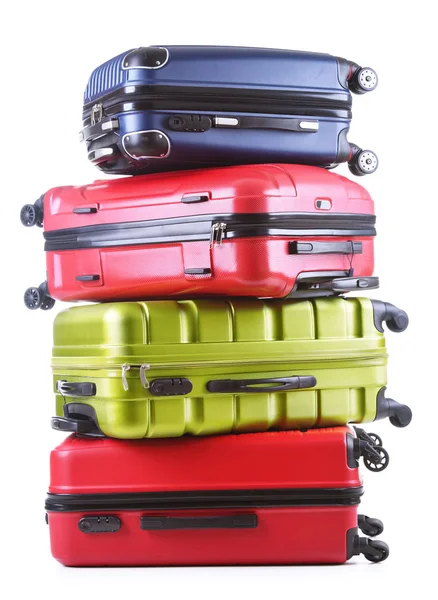 Utazási bőröndök elkülönített fehér háttér — Stock Fotó