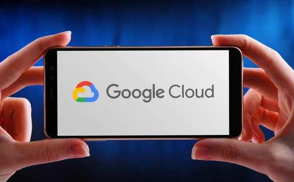 Poznan Pol Mai 2020 Smartphone Portable Affichant Logo Google Cloud — Photo