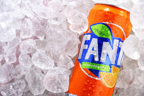 Poznan Pol Jun 2020 Can Fanta Global Brand Fruit Flavored — Stock Photo, Image