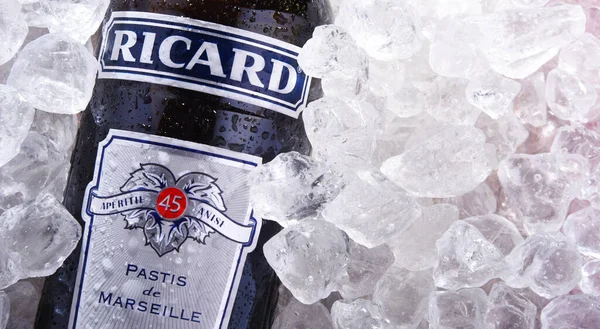 Poznan Pol Jun 2020 Garrafa Ricard Pastis Aperitivo Com Sabor — Fotografia de Stock