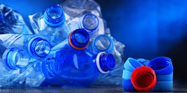 Composizione Con Bottiglie Vuote Acqua Minerale Rifiuti Plastica — Foto Stock