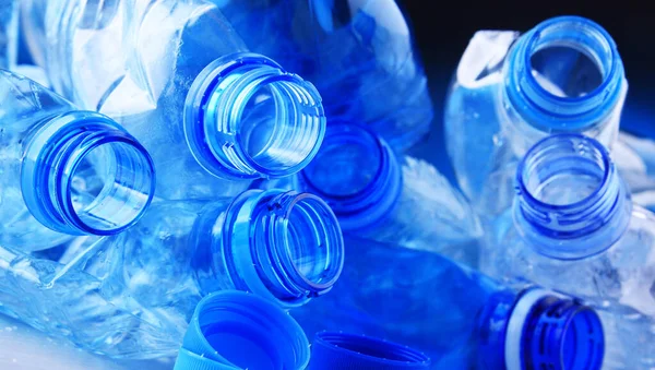 Composition Empty Mineral Water Bottles Plastic Waste — Stock Photo, Image