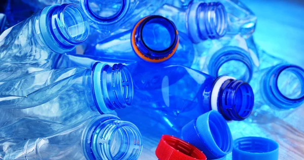 Composition Empty Mineral Water Bottles Plastic Waste — Stock Photo, Image