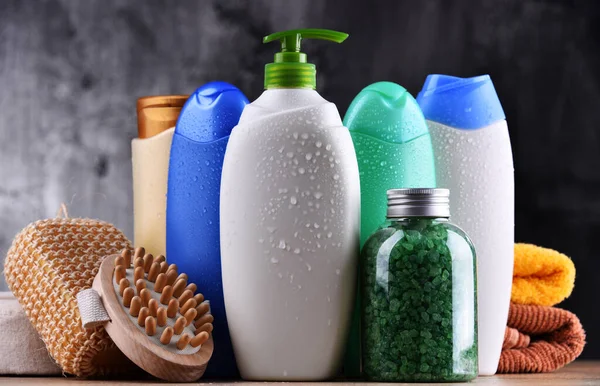 Botellas Plástico Para Cuidado Corporal Productos Belleza — Foto de Stock