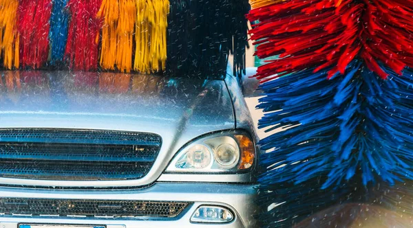 Car Going Automated Car Wash Machine — Stock Photo, Image