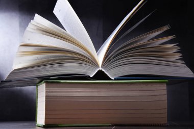 Masanın üzerinde açık bir kitapla kompozisyon.