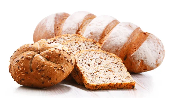 Composición Con Productos Panadería Surtidos Aislados Blanco —  Fotos de Stock