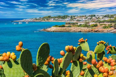 Santa Maria di Leuca yakınlarındaki sahil şeridi, Apulia, İtalya