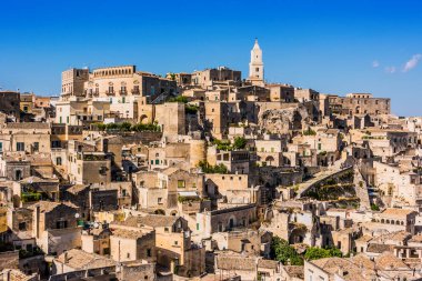 Matera, Basilicata, İtalya 'nın panoramik görünümü.
