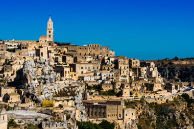 Matera, Basilicata, İtalya 'nın panoramik görünümü.