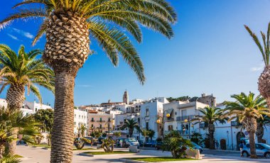 SEP 8, 2020: Adriyatik Denizi kıyısındaki Foggia, Apulia, İtalya 'da Vieste' nin görüntüsü