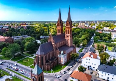 Kuyavian-Pomeranya Voyvoda Wloclawek 'in eski kasabasının manzarası, Polonya.