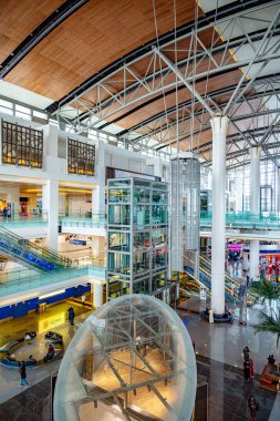 MUSCAT, OMAN - MAR 21, 2024: Interior of Muscat International Airport, Oman
