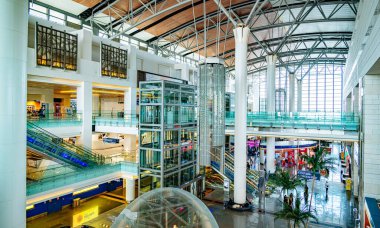MUSCAT, OMAN - MAR 21, 2024: Interior of Muscat International Airport, Oman