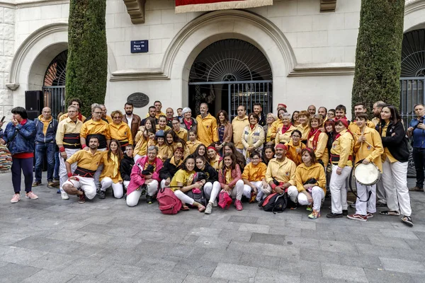 Badalona Hiszpania Maja 2018 Niektóre Niezidentyfikowane Osoby Nazwie Castellers Zrobić — Zdjęcie stockowe