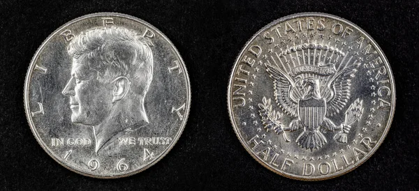 Srebrna Moneta Pół Dolara John Fitzgerald Kennedy 1964 — Zdjęcie stockowe