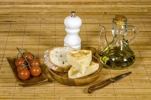 Španělská Tortilla Špíz Typické Jídelničku Španělska Čistý Olivový Olej Sůl — Stock fotografie