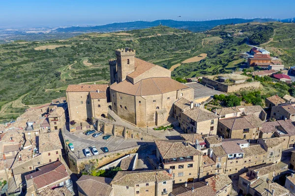 Città Spagnola Ujue Uxue Basco Sua Chiesa Fortificata Del Xii — Foto Stock