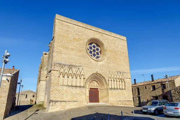 Iglesia San Pedro Desde Fortaleza Artajona Navarra España Porche Detalle — Foto de Stock