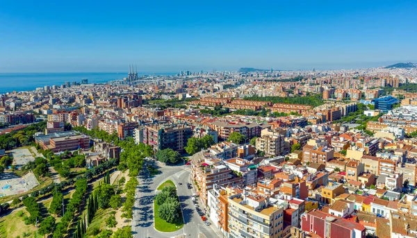 Panorama Města Barcelona Španělsko Hory Badalona — Stock fotografie