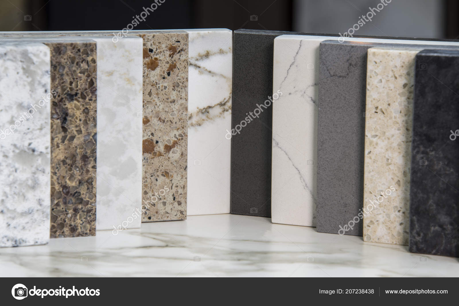 Kitchen Counter Tops Color Samples Granite Marble Quartz Stone Stock Photo  by ©studiodin 207238438