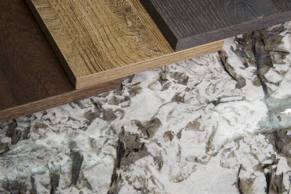 Granit Arbeitsplatte Mit Holz Schranktür Muster Darauf — Stockfoto