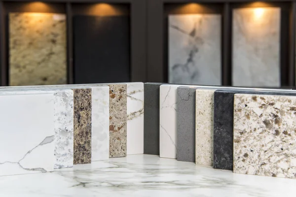 Kitchen Counter Tops Color Samples Granite Marble Quartz Stone — Stock Photo, Image