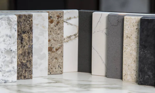 Kitchen Counter Tops Color Samples Granite Marble Quartz Stone — Stock Photo, Image