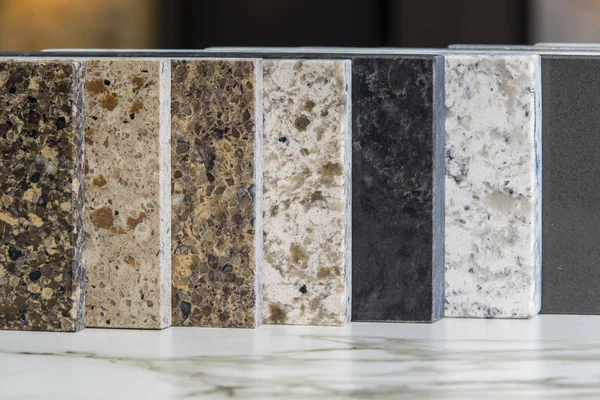 Köksbänken Toppar Färg Prover Granit Marmor Och Quartz Sten — Stockfoto