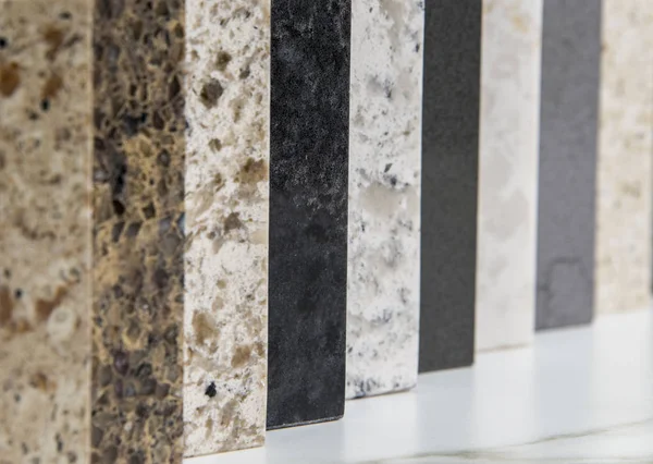 Küchenarbeitsplatten Farbmuster Aus Granit Marmor Und Quarz — Stockfoto
