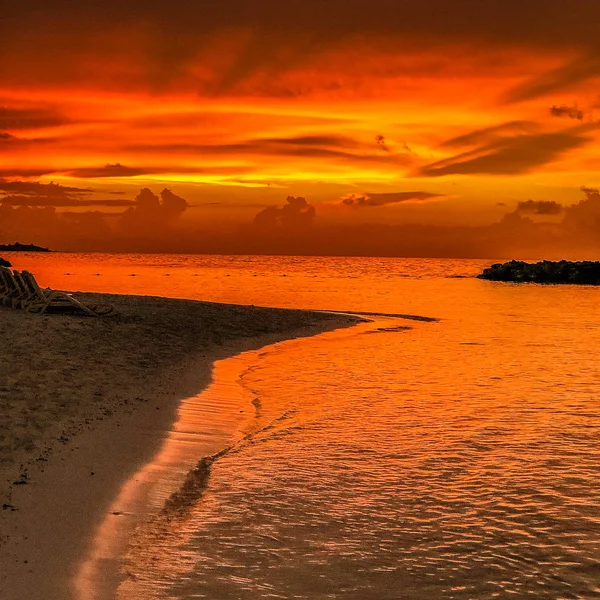 Piękne Plaże Hawajów Wieczorem Zachód Słońca — Zdjęcie stockowe