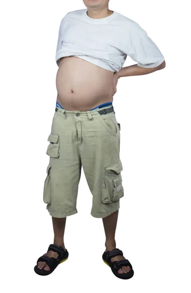 Gordura Ásia Homem Isolado Com Clipping Caminho — Fotografia de Stock