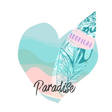 Yaz sörf tahtası illüstrasyon