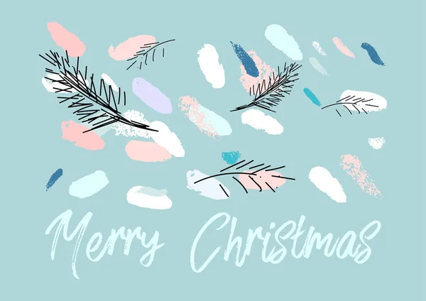 Diseño Navideño Inusual Dibujado Mano Artístico Con Pinceladas Abstractas Pintadas — Vector de stock