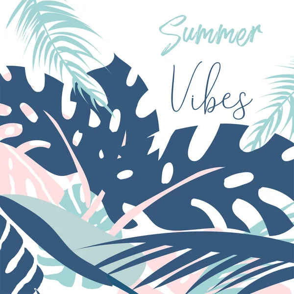 Tropikal çiçek palmiye desen. Soyut Pastel Monstera yazdırma bırakır. Kumaş, duvar kağıdı, ambalaj kağıdı, yüzey tasarımı, düğün davetiyesi için büyük arka plan. Vektör