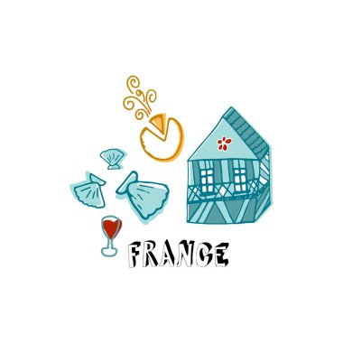 Normandiya el çizilen illüstrasyon