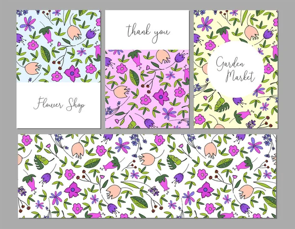 Belle étiquette de motif floral — Image vectorielle