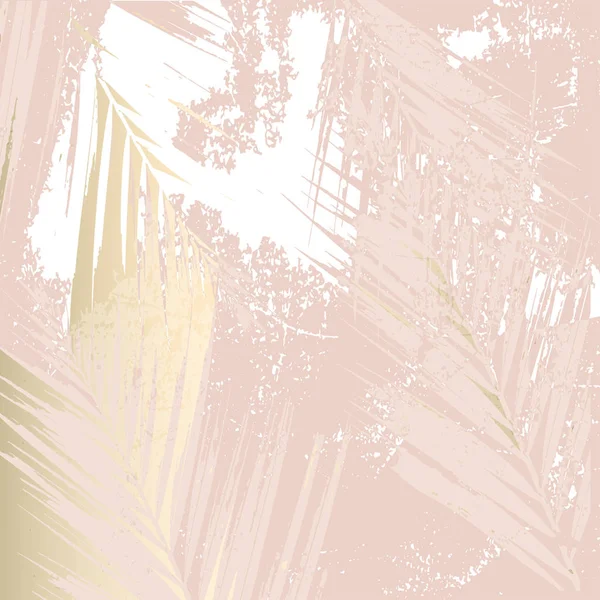 Follaje Abstracto Otoño Rosa Fondo Rubor Oro Elegante Estampado Moda — Vector de stock