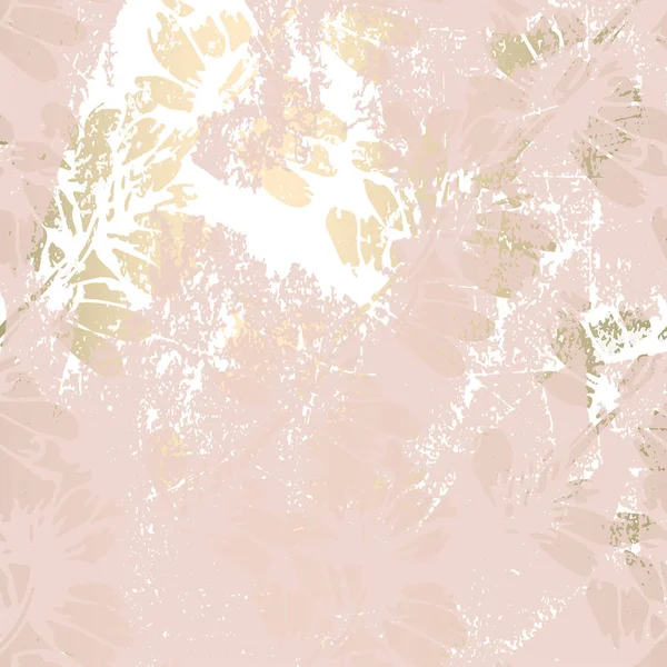 Floral Hoja Abstracta Oro Rubor Pátina Fondo Elegante Estampado Moda — Vector de stock