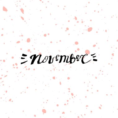 Kasım rahat sevimli el çizilmiş sonbahar yazı pastel mürekkep doku ve apple çelenk arka plan ile. Vektör çizim