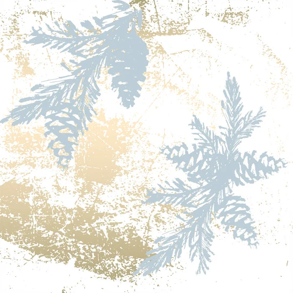 Elegantní Zimní pastelové zlatý tisk — Stockový vektor