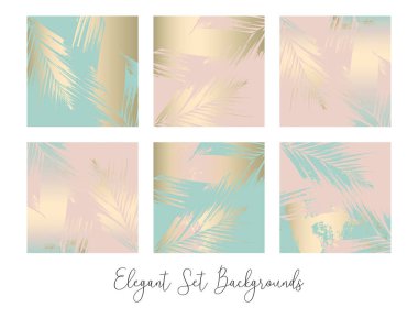 Sonbahar soyut yaprakları gül rengi, altın rengi allık arka plan. Botanik motifli şık moda baskı