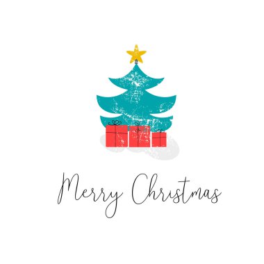 Neşeli Noel ve mutlu yeni yıl çizim tasarım çizgi film