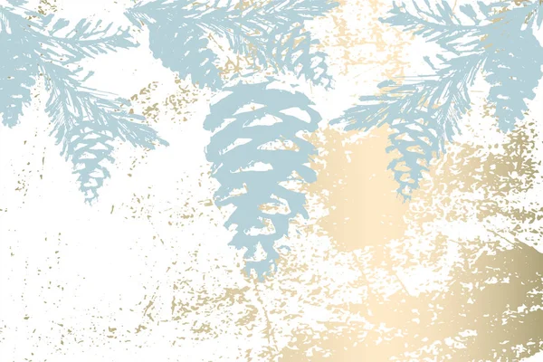 Chique winter pastel gouden print pine braches plantkunde ontwerp — Stockvector