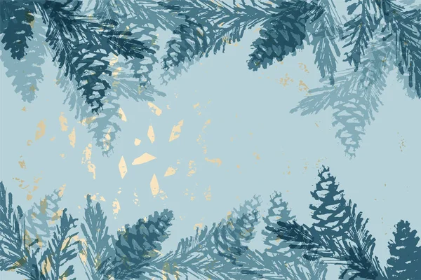 Julgran kon målning vektor vintern texturer — Stock vektor
