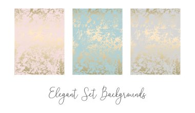 Şık şık soyut mermer altın lüks dokuları zarif kümesi. Reklam, afiş, davetiye, duvar kağıdı, tekstil, tipografi için güzel arka planlar