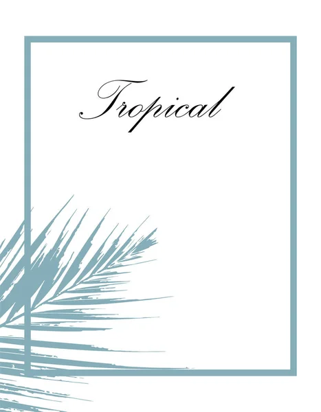 Tropical elegante follaje fondo azul pastel hoja de palma — Vector de stock