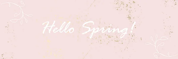 Hello spring text banner floral vintage banner — Stock Vector