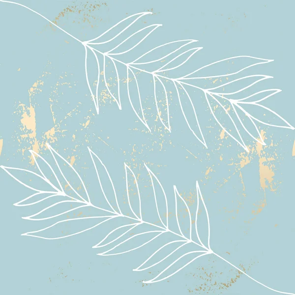 Tropikalne Noszone Kwiatowy Pastel Niebieski Złoty Wzór Tapeta Włókienniczych Podłogi — Wektor stockowy