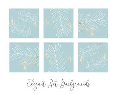 Tropikal yıpranmış çiçek pastel mavi altın desenli duvar kağıdı, tekstil, döşeme, iç tasarım, düğün davetiyesi, moda afiş için. Tasarımınızın vektörde yapılmış şık arka plan